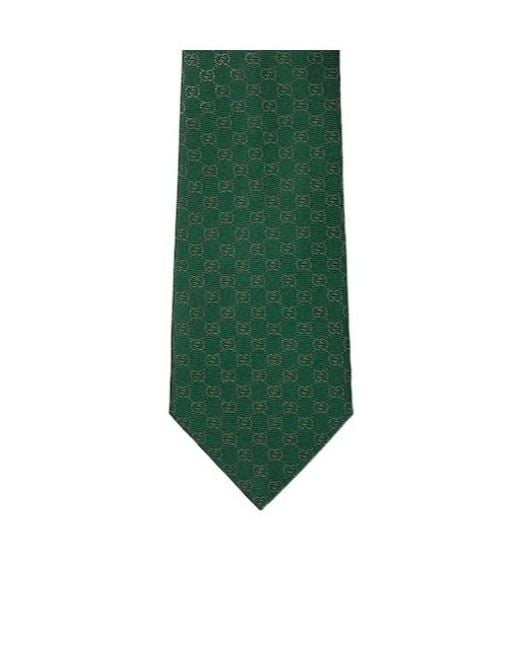 Gucci Green Gg Silk Jacquard Tie for men