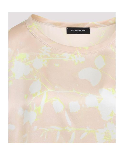 Fabiana Filippi Natural Graphic Printed Sleeveless Satin Top