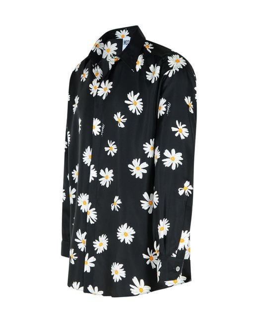 Moschino Black Floral Printed Long-Sleeved Shirt for men
