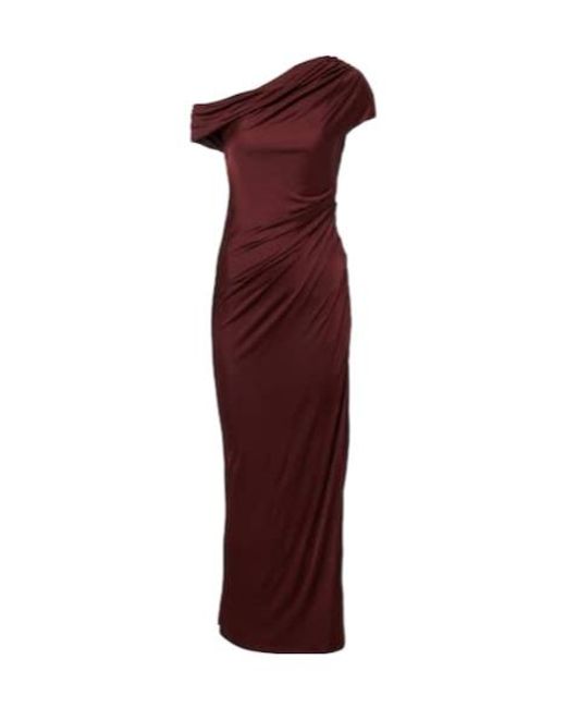 Galvan Red Asymmetric Draped Jersey Maxi Dress