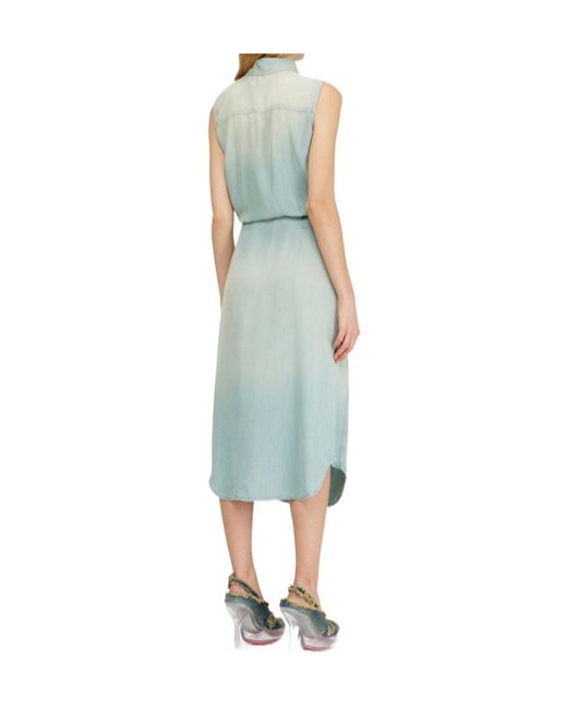 DIESEL Blue De-Susy- Tie-Waist Midi Dress