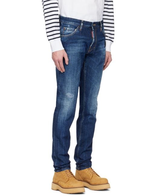 DSquared² Blue Logo Patch Slim-Cut Jeans for men