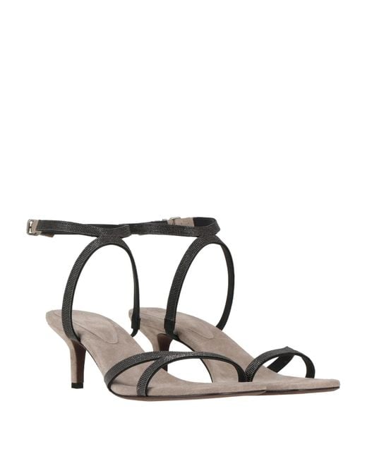 Brunello Cucinelli Metallic Simple Leather High Heel Sandals