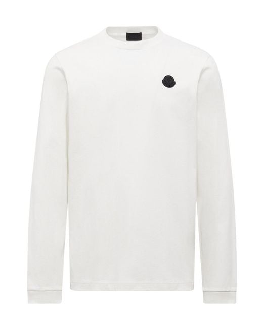 Moncler White Graphic Logo Long-Sleeved T-Shirt for men