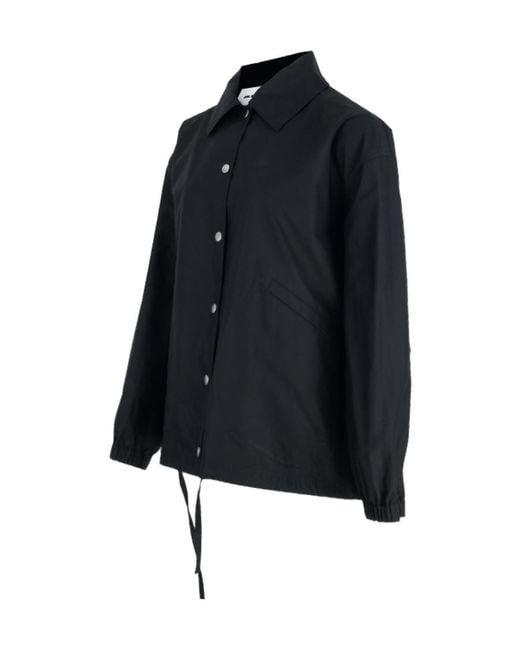 Jil Sander Blue Logo-Printed Drawstring Shirt Jacket