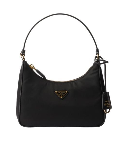Prada Black Mini Re-Edition 2005 Re-Nylon Logo Detail Handbag