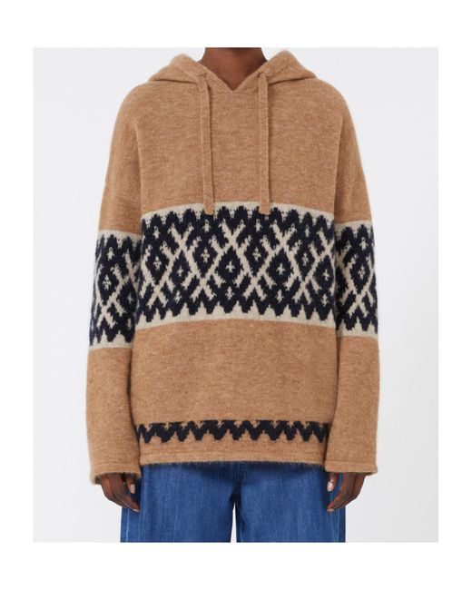 Max Mara Brown Drawstring Knitted Hoodie