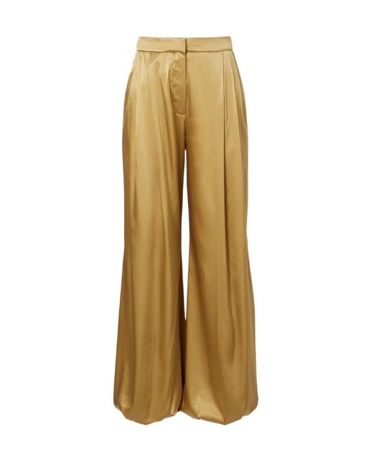 Nina Ricci Natural Silk-Blend Satin Wide-Leg Pants