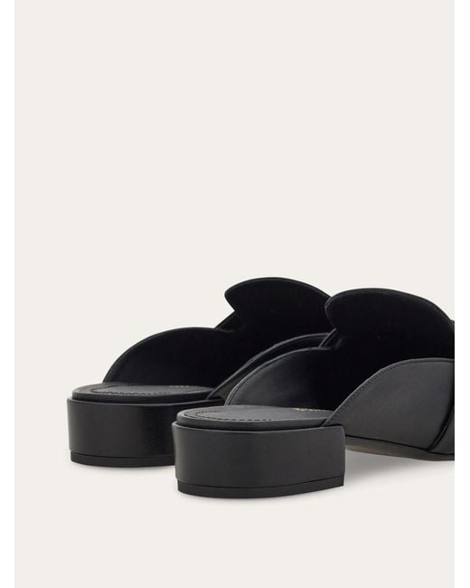 Ferragamo Black Gancini Ornament Mule