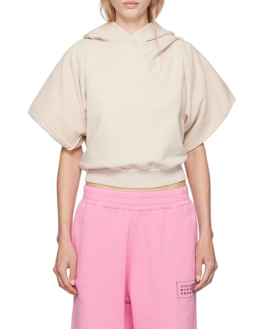 MM6 by Maison Margiela Natural Drop-Shoulder Hooded Sweatshirt