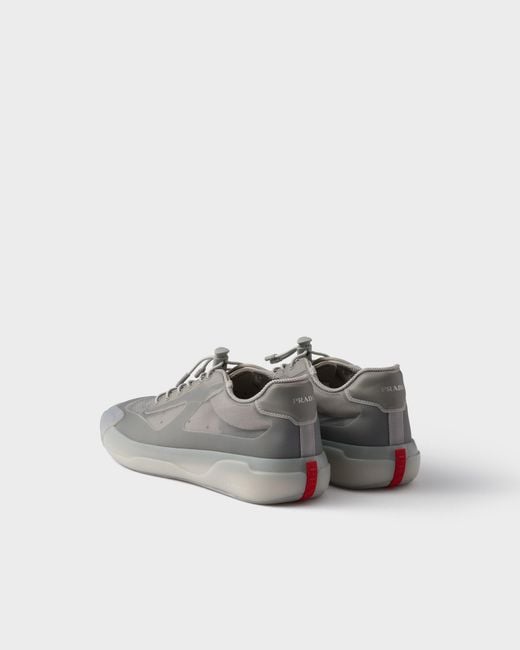 Prada Gray Technical Fabric Sneakers for men