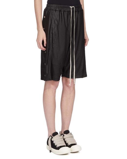 Rick Owens Black Buttons Drawstring Shorts