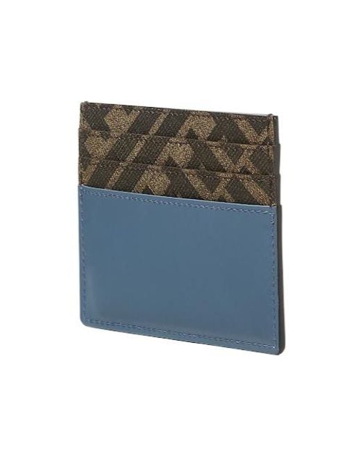 Fendi Blue Ff Logo Plaque Squared Card Holder for men