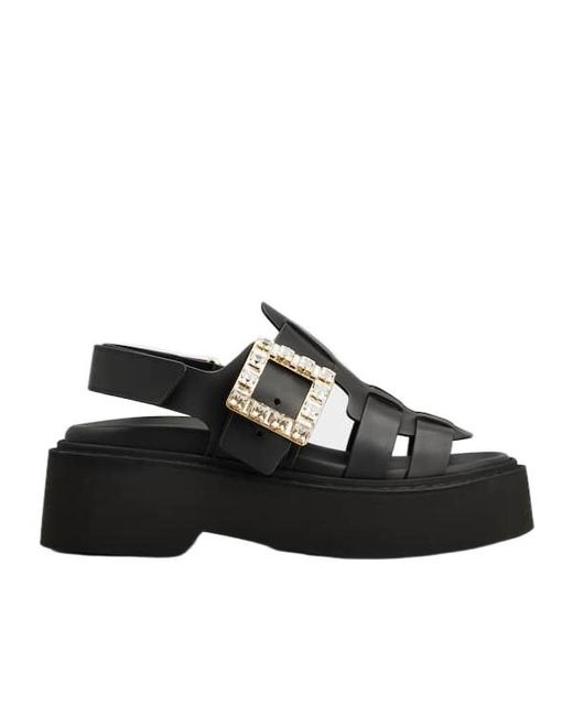 Roger Vivier Black Viv' Rangers Sandals
