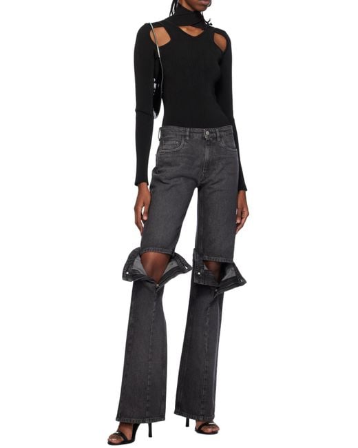 Coperni Gray Logo Patch Mid-Rise Jeans