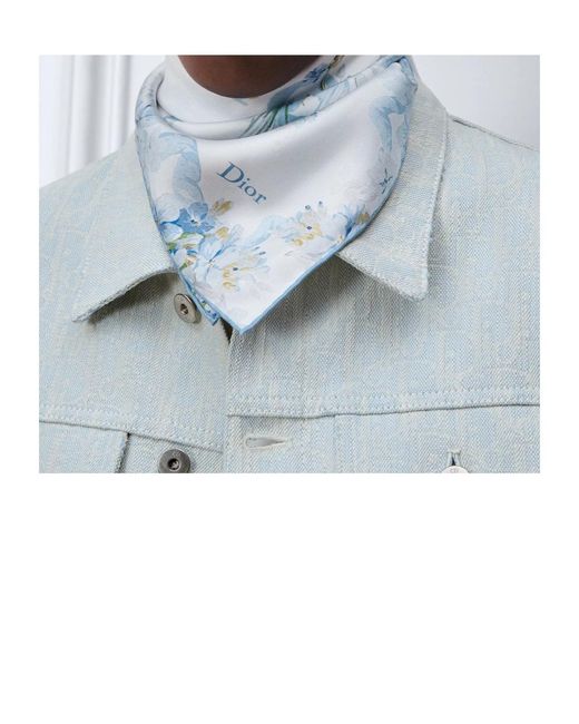 Dior Blue Lilac Bouquet 90 Square Scarf