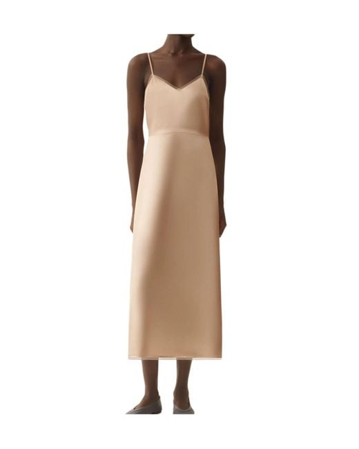 Fabiana Filippi Natural Satin Cape Asymmetric Dress