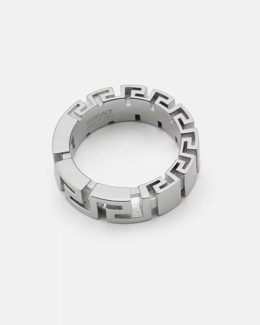 Versace White Greek Pattern Ring