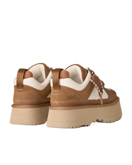 Ugg Brown Astromel Logo Debossed Lace-Up Sneakers
