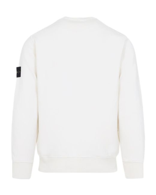 Stone Island White Logo Patch Crewneck Sweatshirt for men