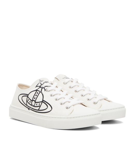Vivienne Westwood White Low Top Canvas Plimsoll Sneakers for men