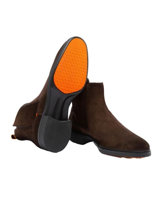 Santoni Brown Easy Ankle Boots for men