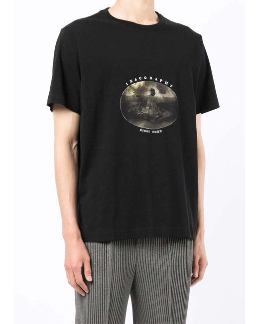 Ziggy Chen Black Pattern Printed Short-Sleeved T-Shirt for men