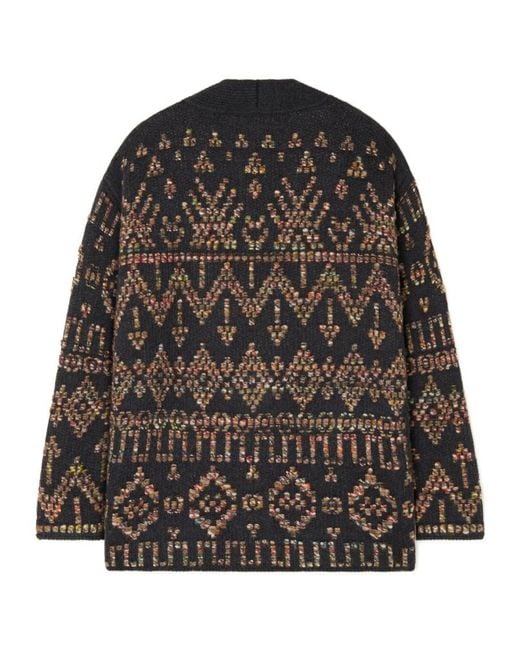 Alanui Gray Grunge Beat Patterned Cardigan for men