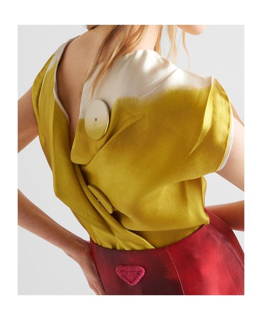 Prada Yellow Crewneck Sleeveless Top