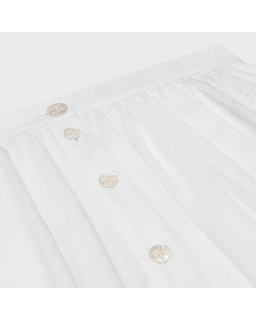 Céline White Embroidered Midi Skirt