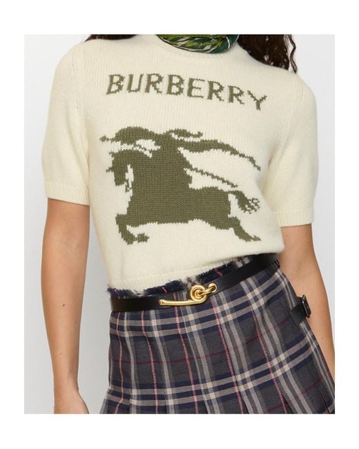 Burberry Natural Wool-Cashmere Short-Sleeve Sweater