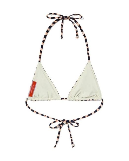 LaDoubleJ White Fish-Print Triangle Bikini Top