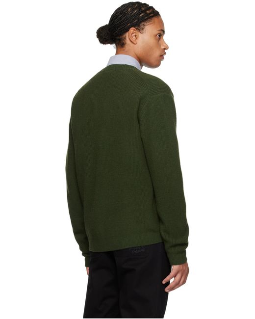 Maison Kitsuné Green Maison Kitsuné Bold Fox Head Patch Knitted Cardigan for men