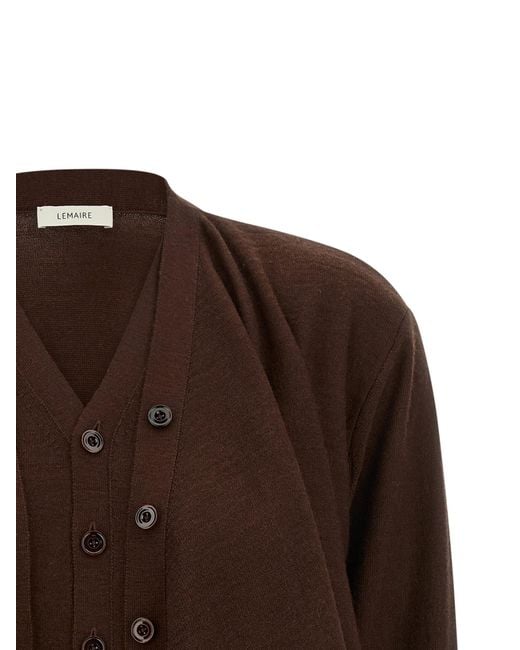 Lemaire Brown Layered Trompe L'Oeil Cardigan