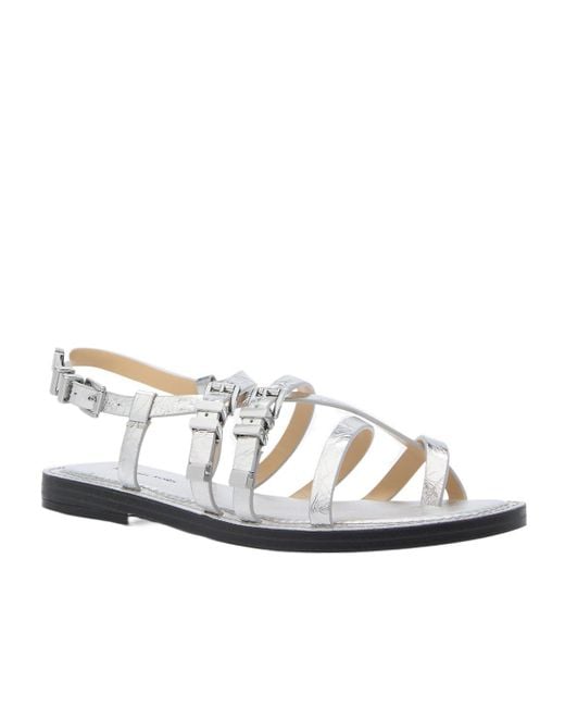 Michael Kors White Michael Darrington Crackled Sandals