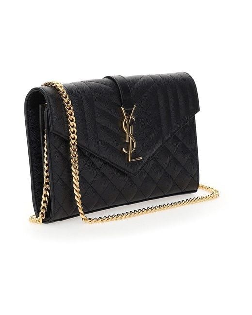 Saint Laurent Black Monogram Chained Wallet
