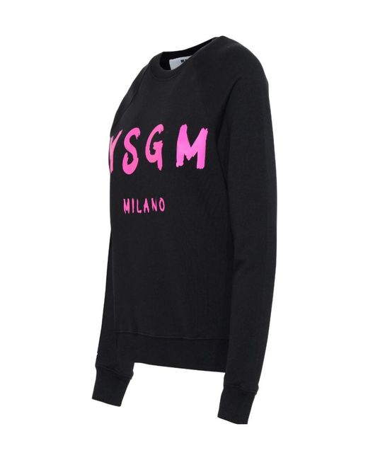 MSGM Black Logo-Print Cotton Sweatshirt