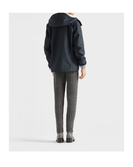 Prada Blue Zip-Up Hooded Jacket for men