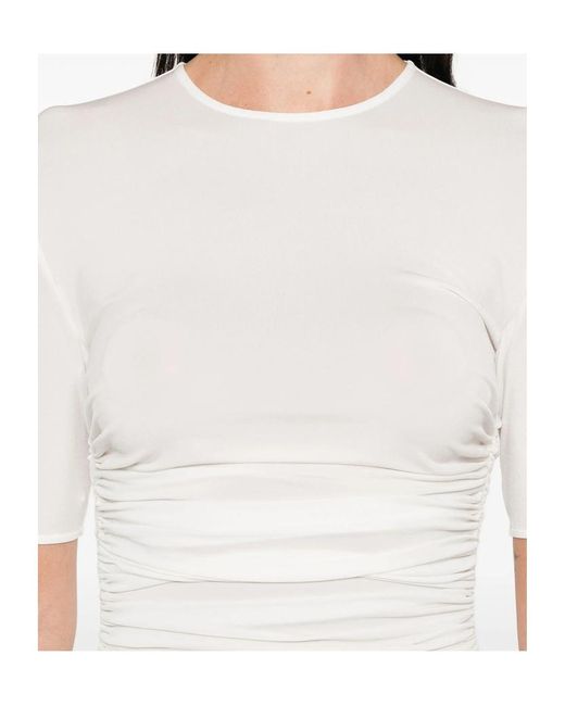 Alaïa White Alaïa Gather Detailed Jersey T-Shirt