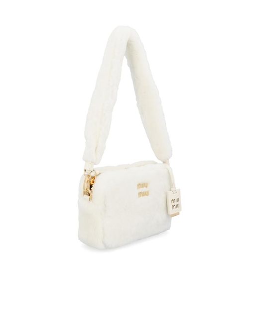 Miu Miu White Logo Shoulder Bag