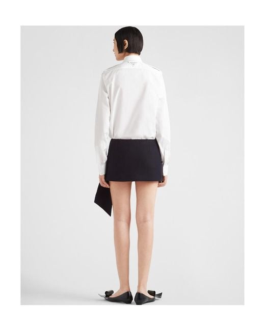 Prada Blue Asymmetric-Hem Zip-Up Mini Skirt