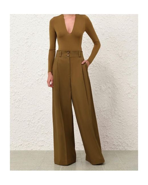 Zimmermann Green Luna Drill Tailored Pants
