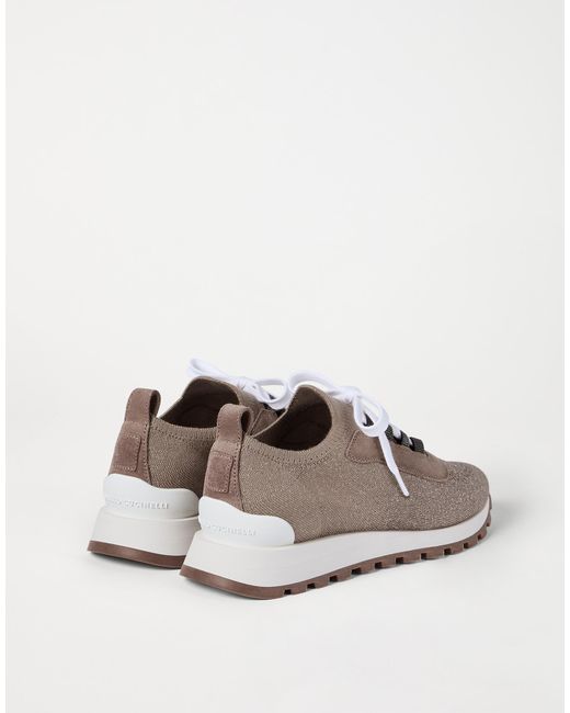 Brunello Cucinelli Brown Sparkling Knit Sneakers