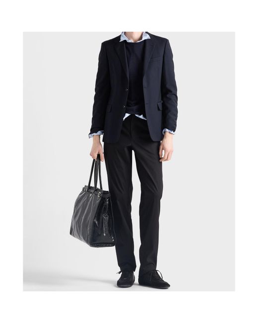 Prada Blue Stretch Poplin Pants for men