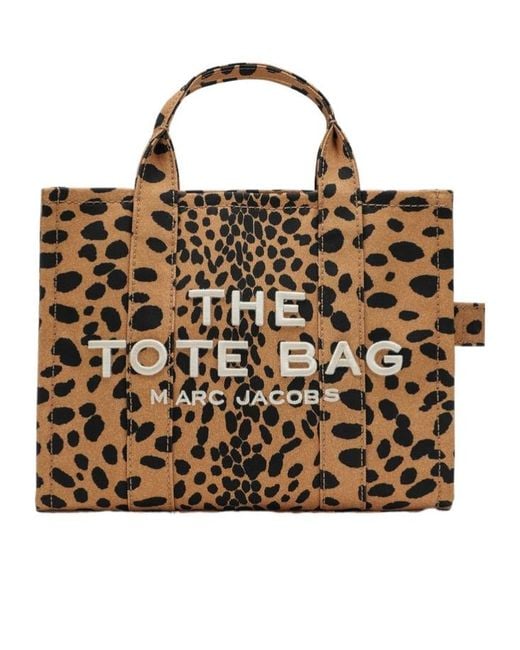 Marc Jacobs Brown The Cheetah Logo Embroidered Medium Tote Bag