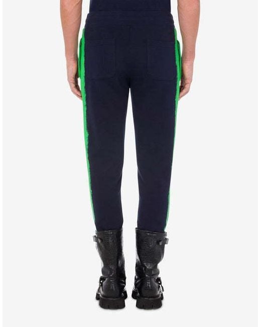 Moschino Blue Graffiti Logo Printed Bermuda Shorts for men