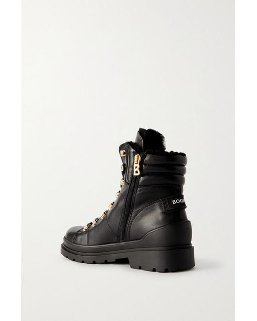 Bogner Black St. Moritz 9 Shearling-Lined Leather Ankle Boots