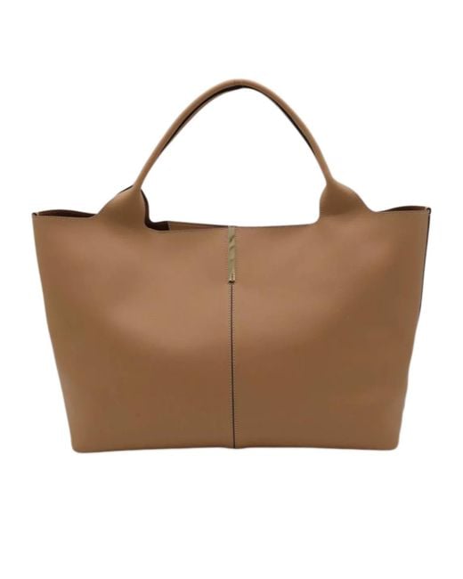 Tod's Logo Engraved Medium Shopping Bag in Brown | Lyst