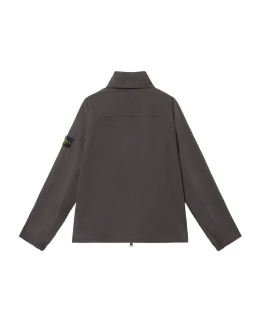 Stone Island Gray High-Neck Zipped Jacket for men