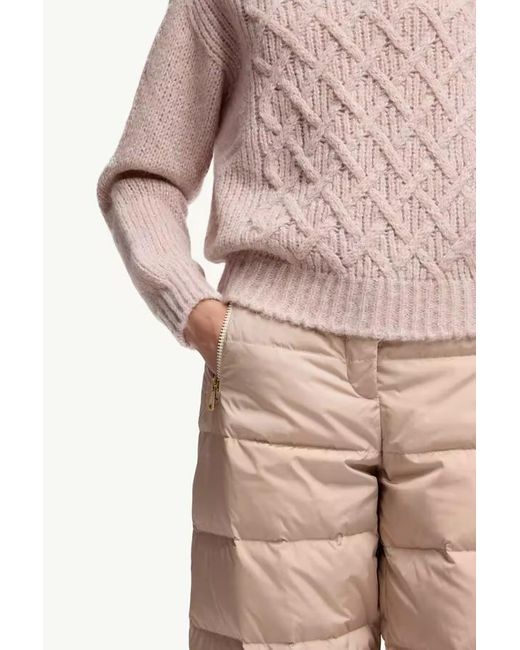 Moncler Pink Logo Patch Turtleneck Jumper